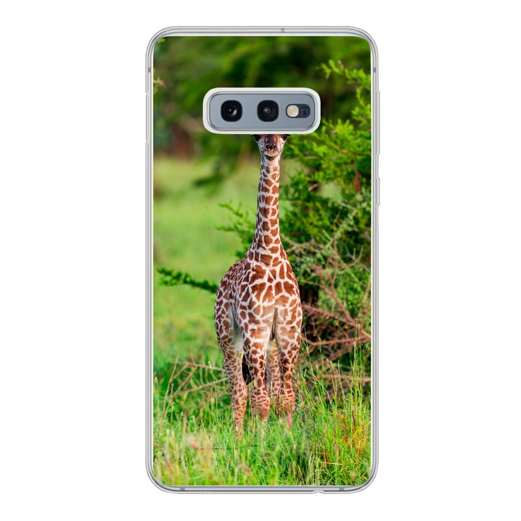 MuchoWow Handyhülle Schutzhülle Hülle für Samsung Galaxy S10e Baby - Giraffe - Pflanzen Silikon Softcase Handy Hülle - Handy