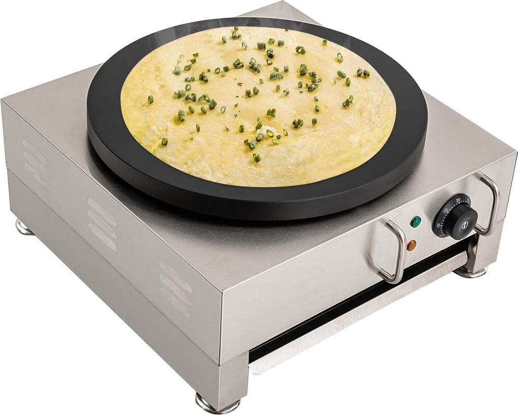 Elektrische Pfannkuchenmaschine, Crêpes Maker Pancake Pfanne Antihaftbeschichtet mit hölzernen Spreizer