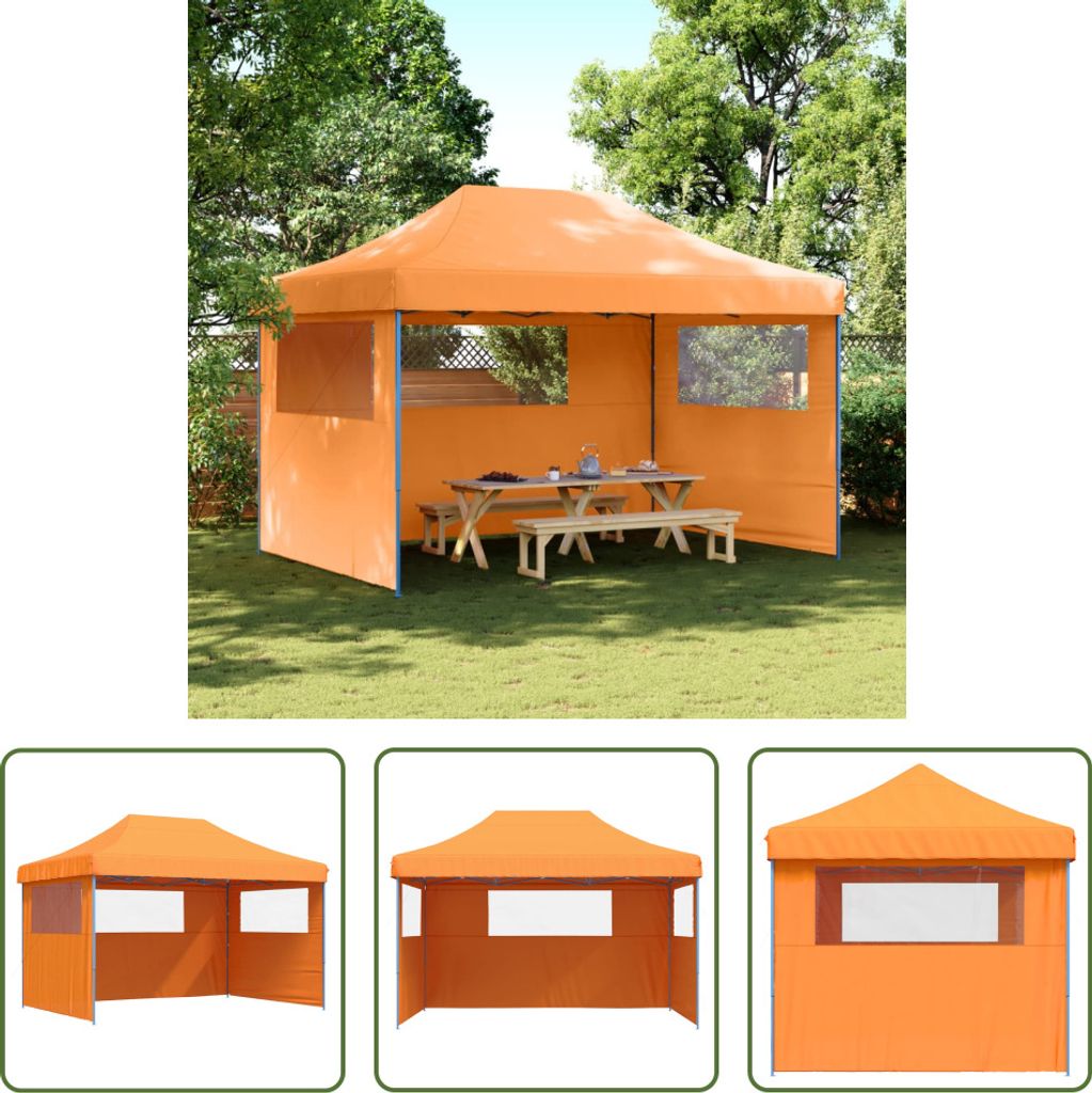 The Living Store Partyzelt Faltbar Pop-Up mit 3 Seitenteilen Orange