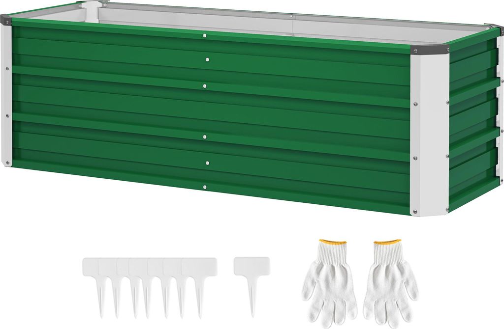 Metall-Hochbeet, 2 separate Pflanzbereiche, offener Boden, einfacher Aufbau, 125 x 47 x 40cm, Grün