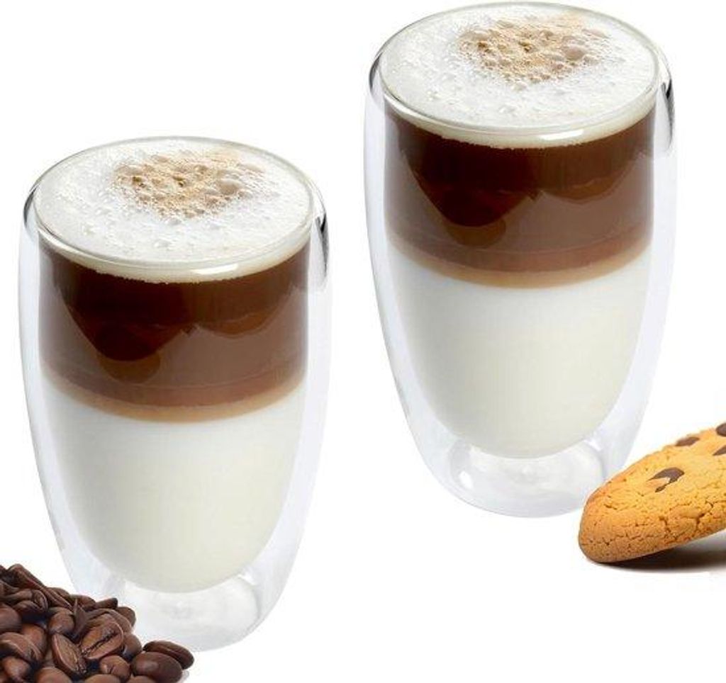 Kaffeebecher mit doppelwandiger Isolierung - Ideal für Kaffee und Tee - 2 x 450 ml - Latte Macchiato Gläser