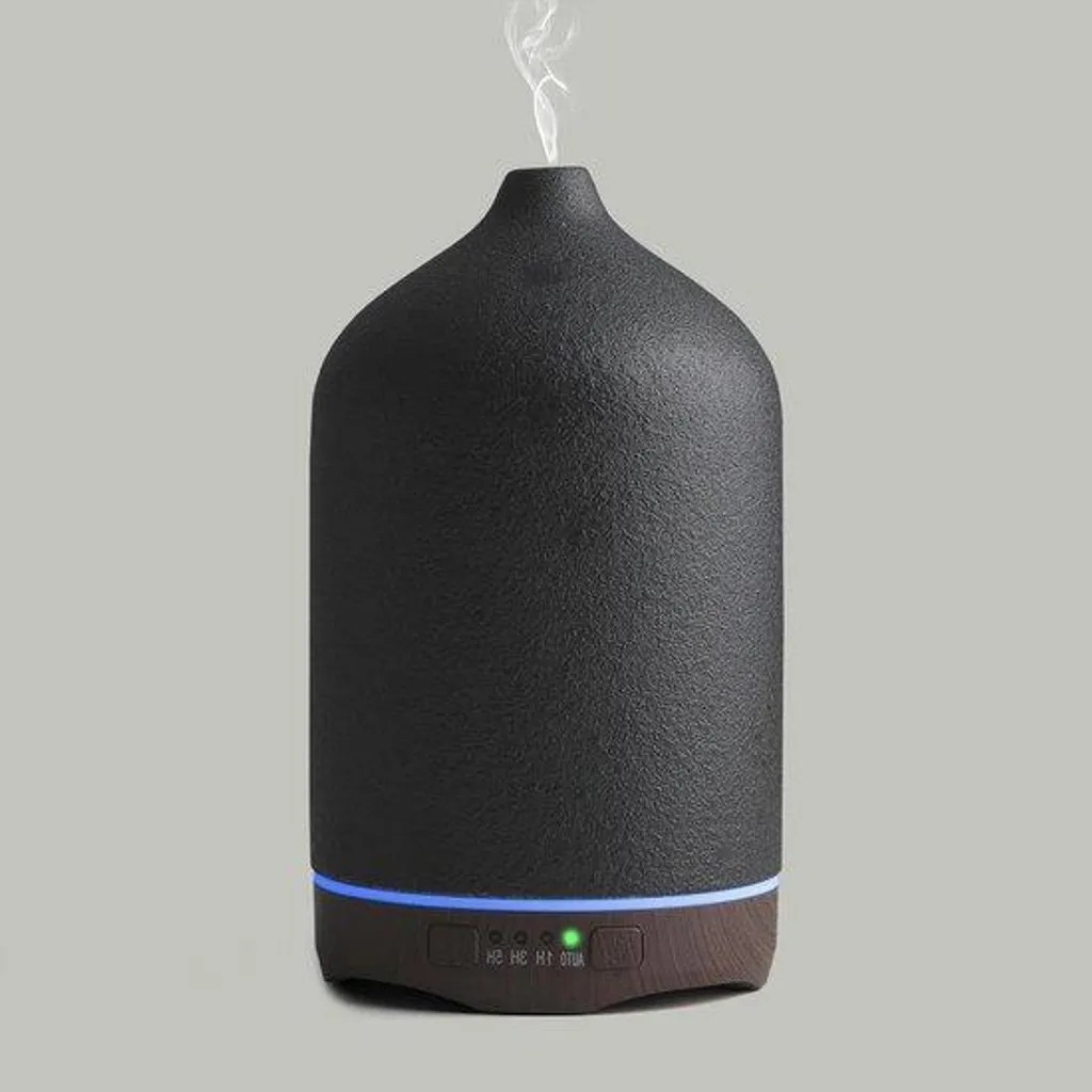 Diffuseur d'arômes électrique noir en céramique et lampe d'ambiance 7 LED