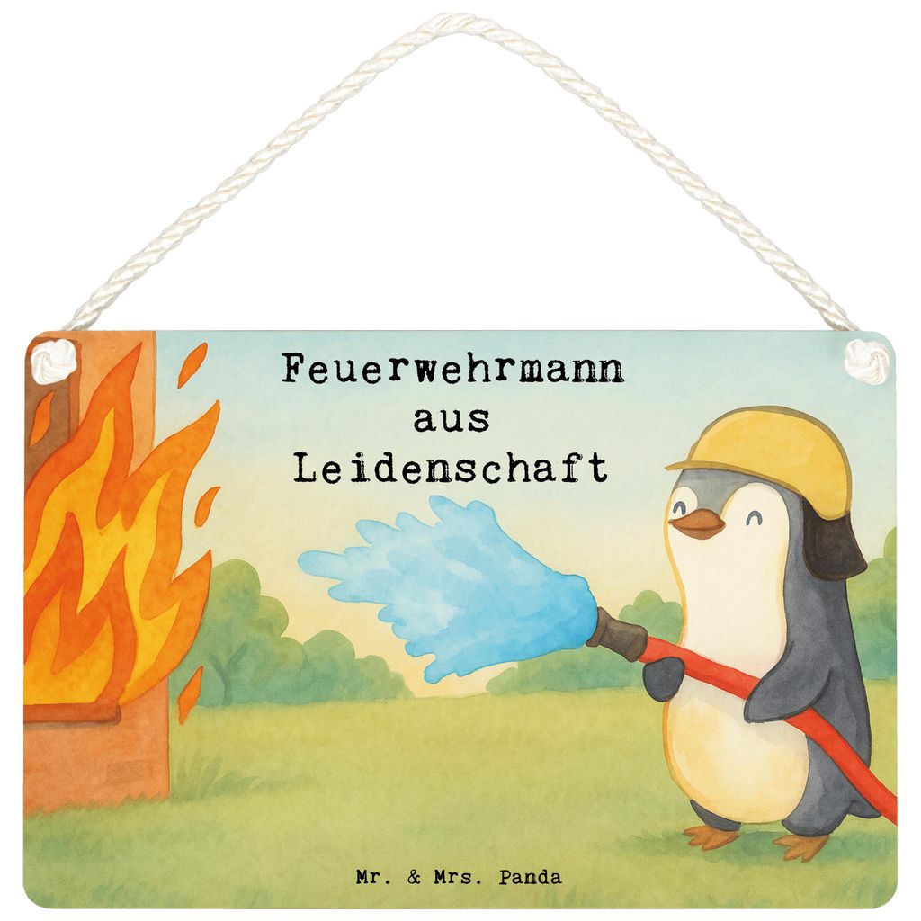 Mr. & Mrs. Panda Deko Schild Feuerwehrmann Leidenschaft Design DIN A5 - Weiß - Geschenk, Wandbild, Freiwillige Feuerwehr, kleine aufmerksamkeit, H...