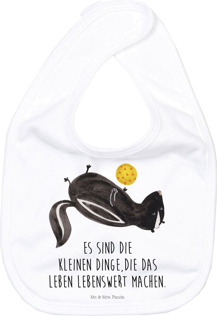 Mr. & Mrs. Panda Sabber Lätzchen Stinktier Ball - Weiß - Geschenk, Sabberlätzchen, Für Babys, Wildtier, Babylätzchen, Stinki, Raubtier, Schlab...