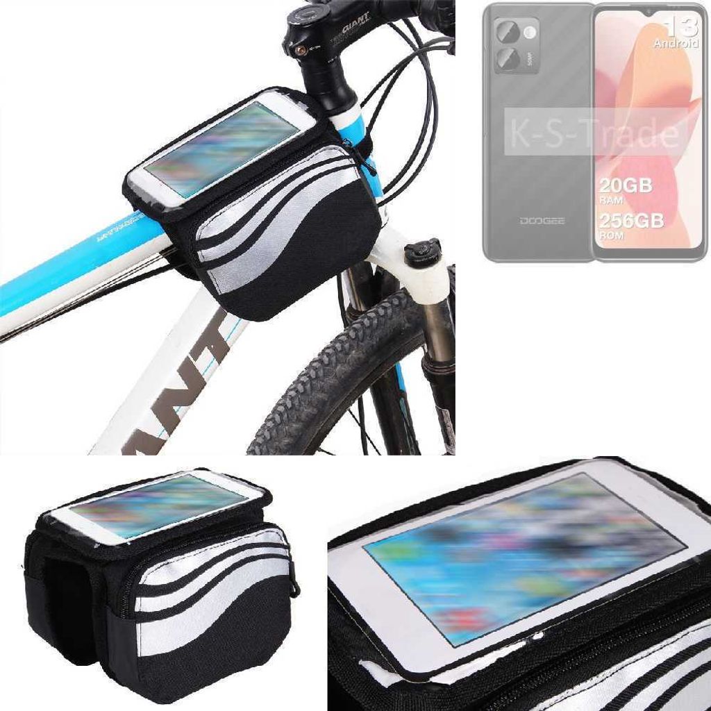 K-S-Trade Rahmentasche Fahrrad-Halterung kompatibel mit Doogee N50 Pro Rahmenhalterung Fahrrad Handyhalterung Fahrradtasche Handy Smartphone Halterung