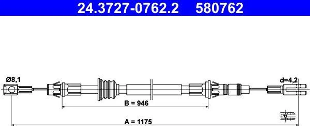 ATE 24.3727-0762.2 Câble de Frein à Main OE 3640200QAA pour Master II