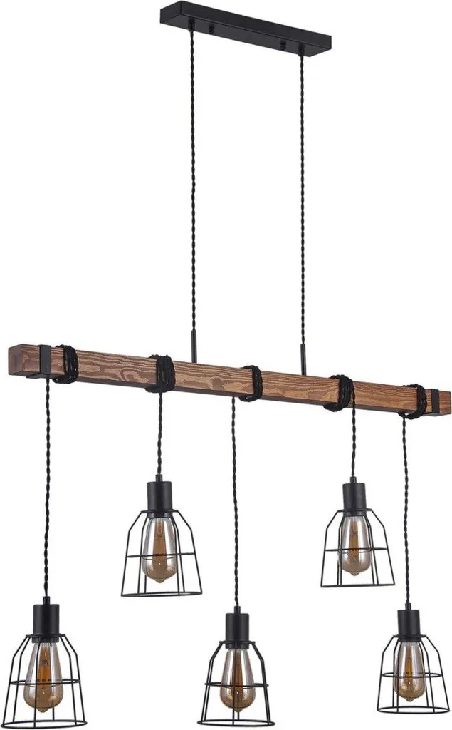 Lampe suspendue Reda PND-4793-5-L Italux : Lustre Design Noir et Or