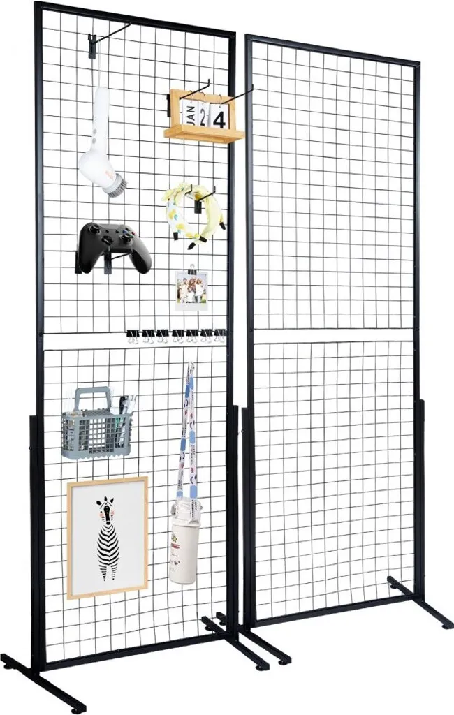 Grille d'Exposition Murale Tower - Pack de 2 Panneaux Métalliques Noirs