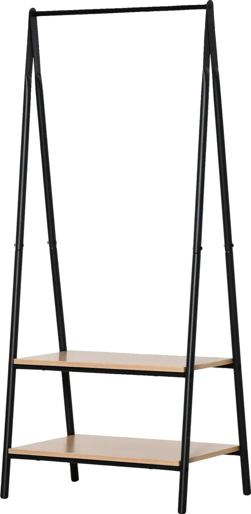 Porte-manteau vestiaire métal noir 64 x 42,5 x 149 cm avec étagères