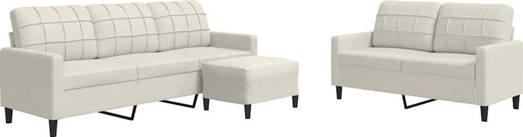 vidaXL 3-tlg. Sofagarnitur mit Kissen Creme Samt