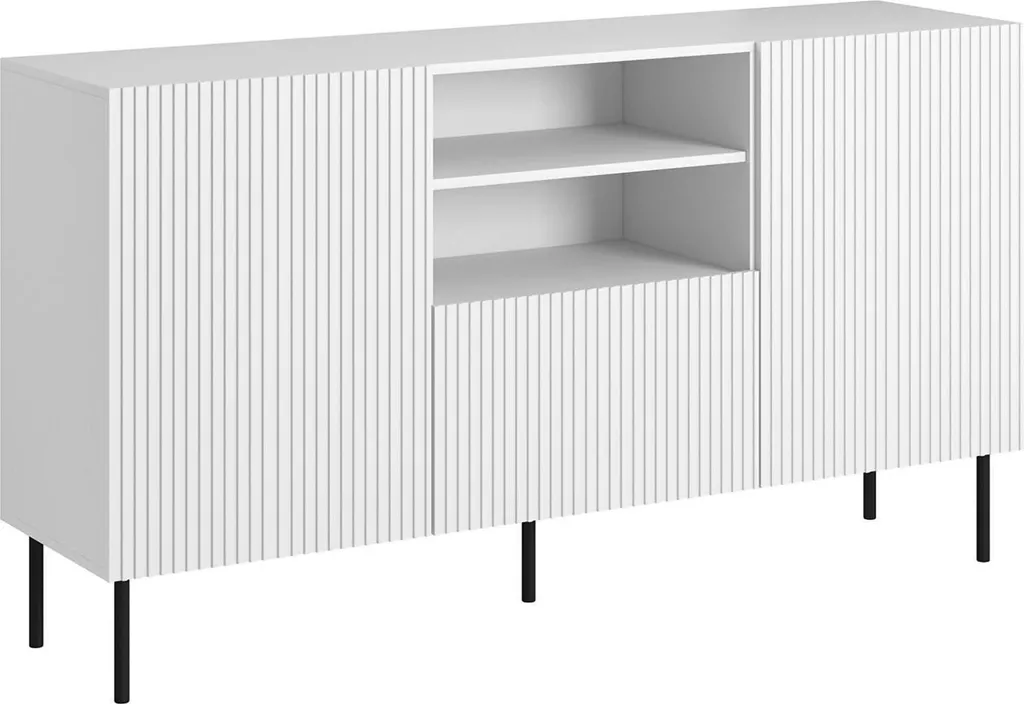 Grand Buffet Malo Blanc pour Salle à Manger 150 cm Rangement Vaisselle