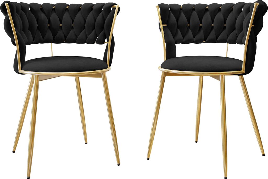 MIRJAN24 Polsterstuhl Muz DC-1141/GL (2er-Set), Metallfüße, Wohnzimmer Stühl-Set, Esszimmerstuhl (Farbe: 77-Schwarz)