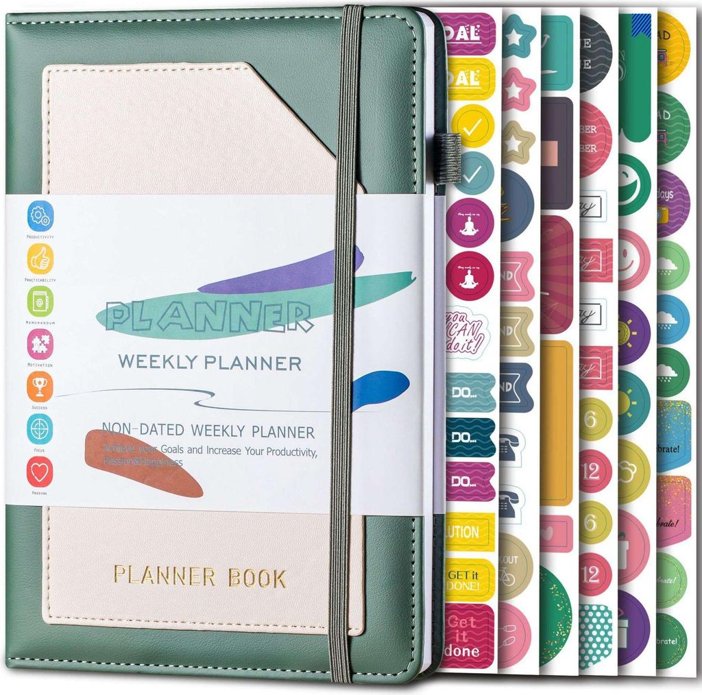 A5 Schüler Notizbuch, Leder Tagebuch, Schulplaner, Schülerkalender, 6 Farben, Lernheft, Studiennotizbuch, Schülerschrein