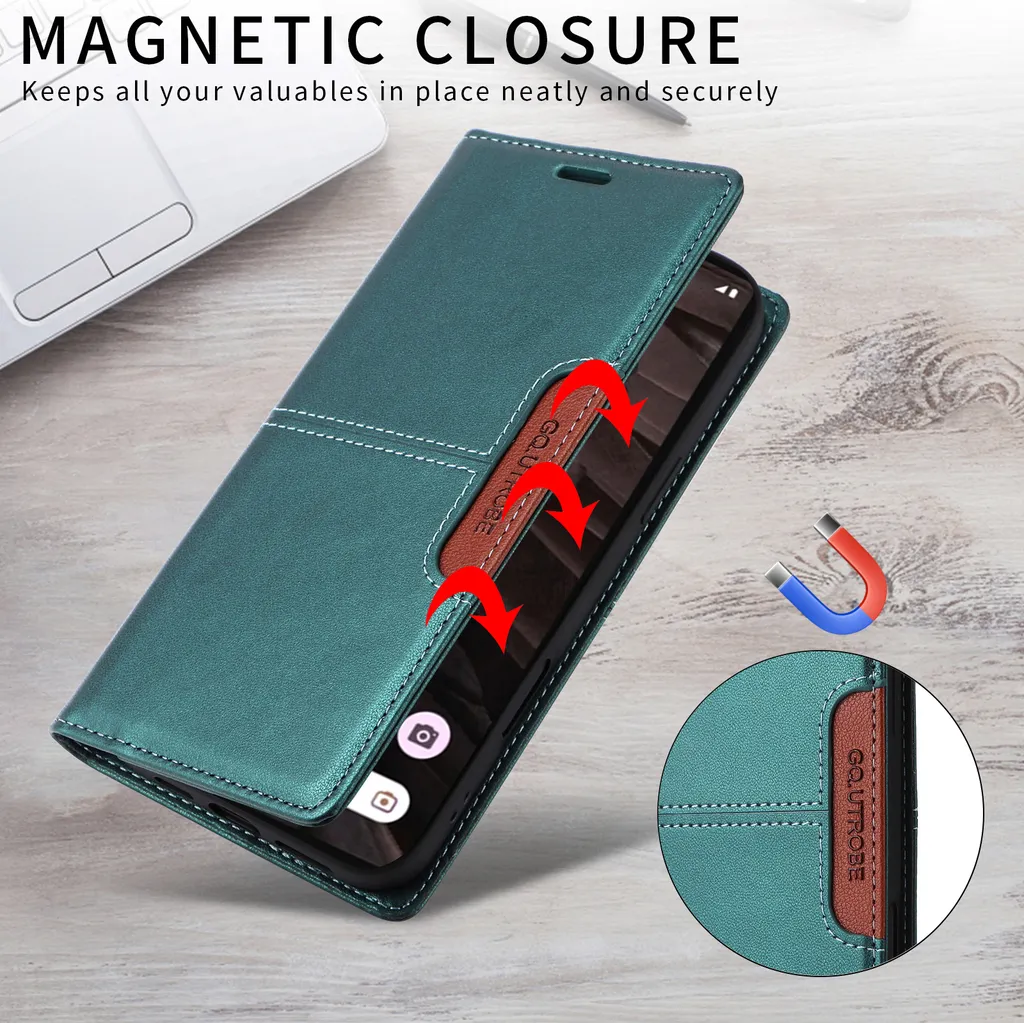 Custodia Flip Verde Google Pixel 7A - Protezione Schermo e Supporto - 4