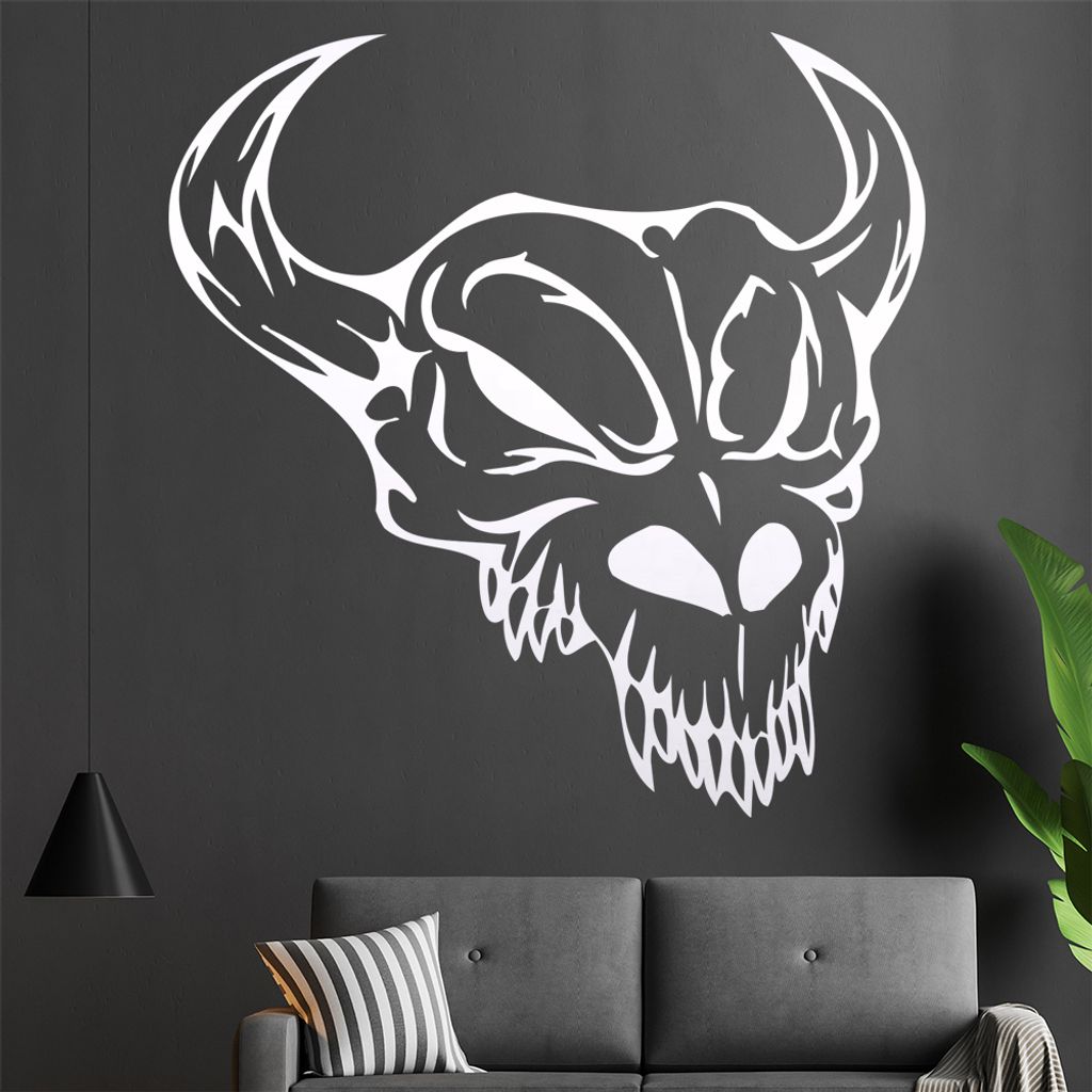 Western Schädel Wandtattoo in 6 Größen - Wandaufkleber Wall Sticker - Dekoration, Küche, Wohnzimmer, Schlafzimmer, Badezimmer