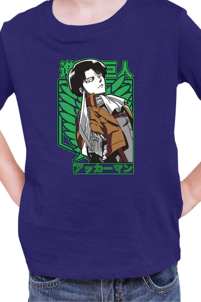 Kinder T-Shirt Manga Japan Anime Comics Animation Attack Anime On Titan 15, 5-6 Jahr - 116 / Dunkelblau