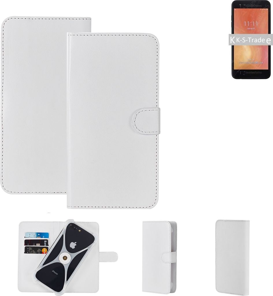 K-S-Trade Handy Hülle Schutz Hülle kompatibel mit LG Electronics V50S ThinQ Cover Case Bookstyle Bumper weiß 1x