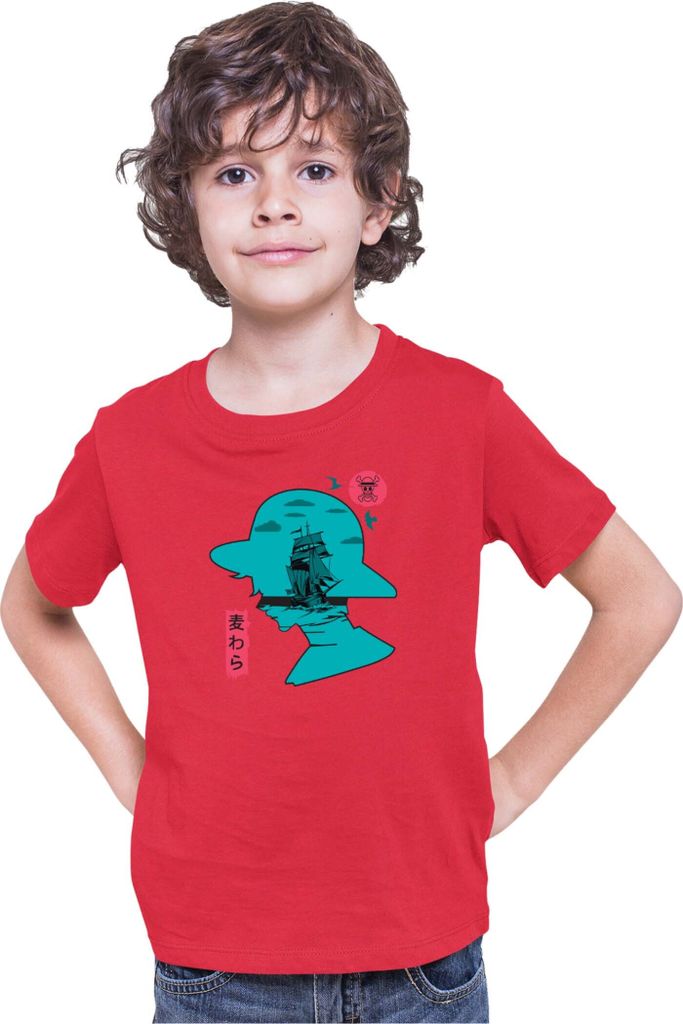 Kinder T-Shirt Japan Anime Manga One Manga Piece Anime Luffy 07 Thousand Sunny, 3-4 Jahr - 104 / Rot