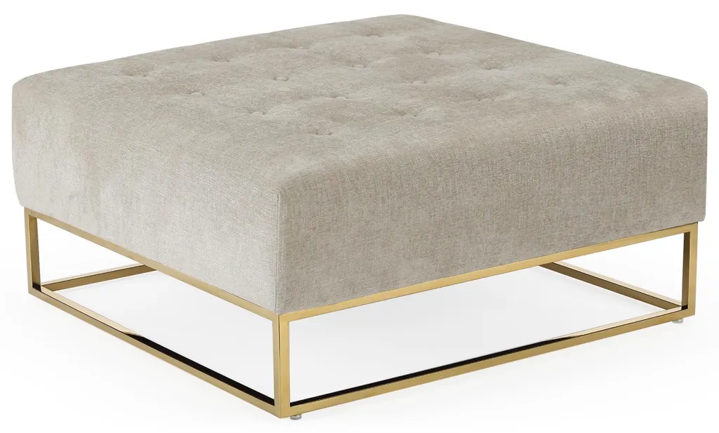 Pouf Hudson Beige en Tissu avec Assise Moelleuse et Design Carré