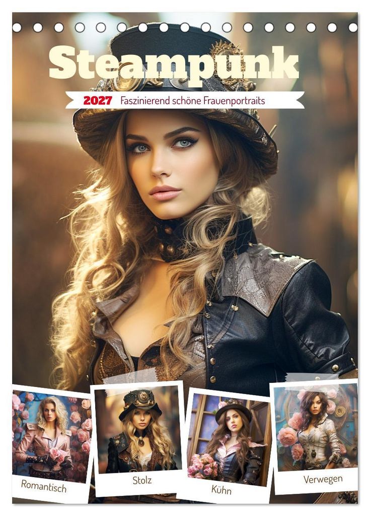 Steampunk. Faszinierend schöne Frauenportraits (Tischkalender 2027 DIN A5 hoch), CALVENDO Monatskalender