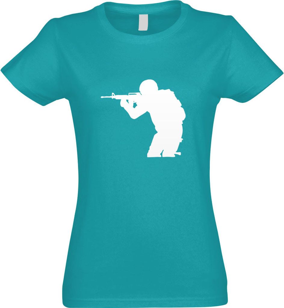 Kiwistar - T-Shirt tailliert - Damen - türkis - Armee - Motiv 3 - Special Forces - mit Motiv Bedruckt - Funshirt Design - Sport - Freizeit - Damen...