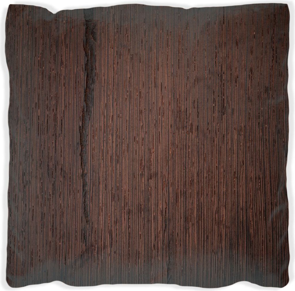 Wallario Premium Kissen, weiche Oberfläche, mit Motiv Holz-Optik Textur dunkelbraunes Holz, Größe: 30 x 30 cm, mit weißer Rückseite