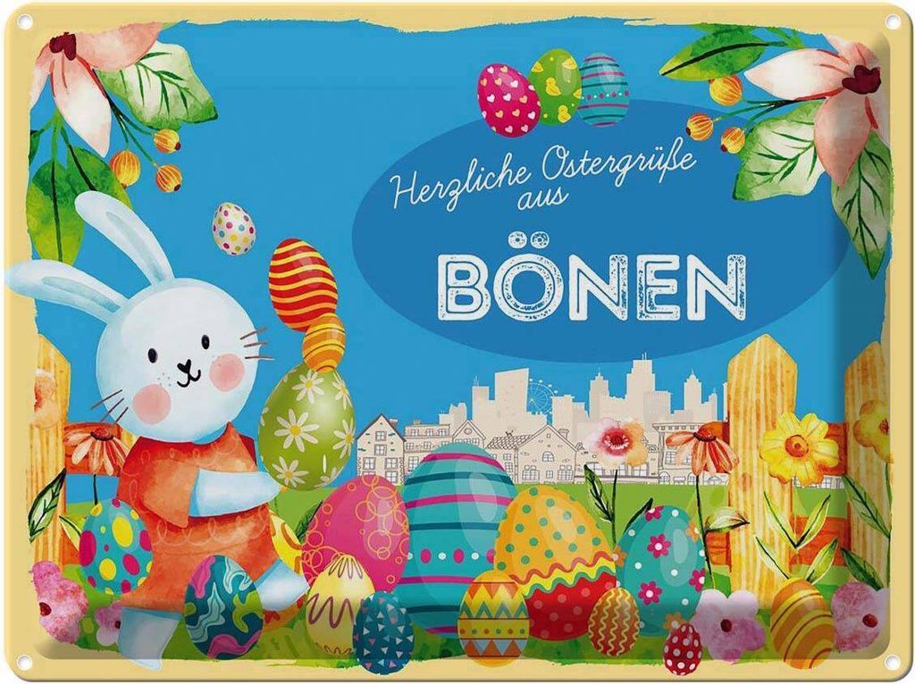 vianmo Blechschild 30x40 cm Ostern Ostergrüße BÖNEN Gruß