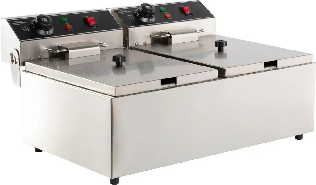 Friteuse inox 2 x 6 litres avec thermostats réglables - Format compact 230V