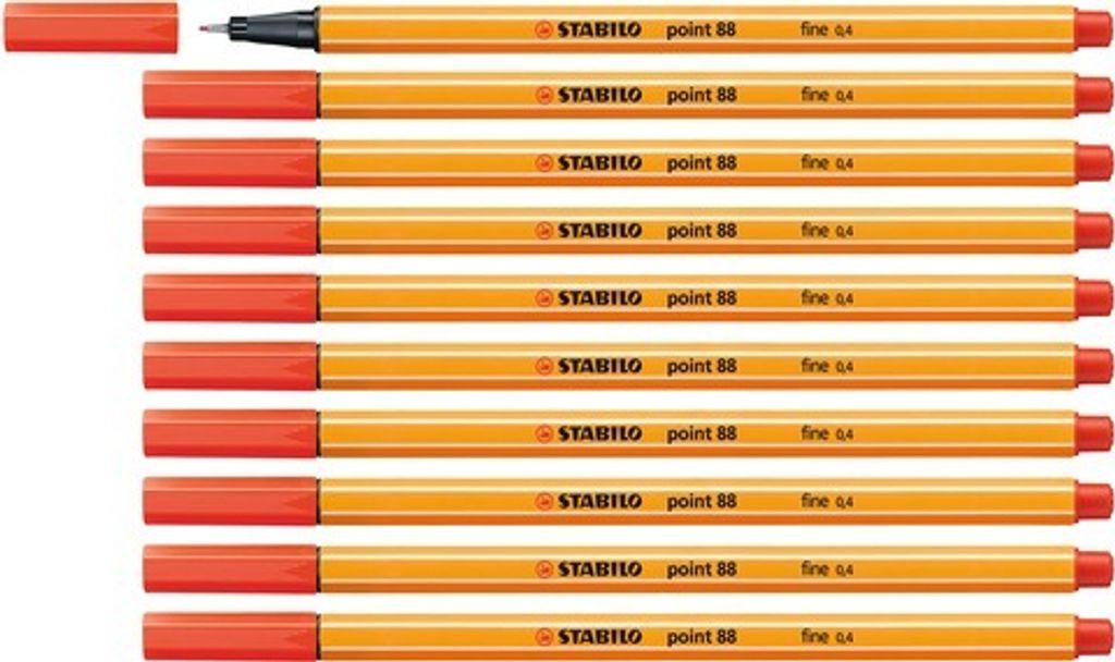 Fineliner - STABILO point 88 - 10er Pack - hellrot Produktbild 