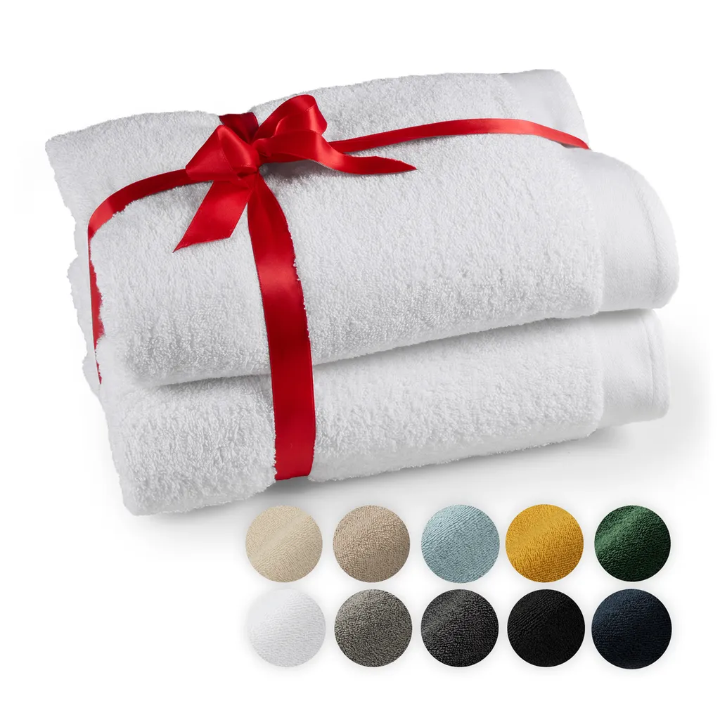 lumtal Set 2 Teli Sauna 80x200cm - Spugna 100% Cotone OEKO-TEX Bianco
