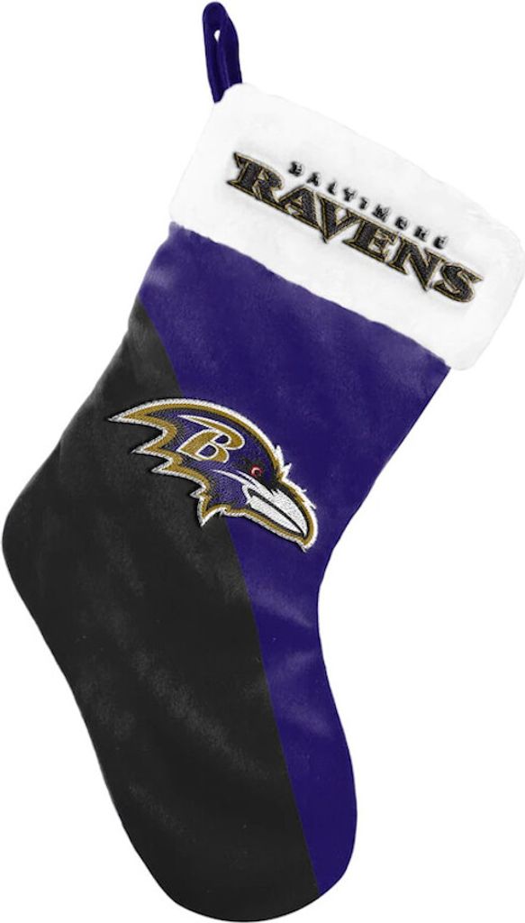 A Baltimore Ravens Christmas stocking.