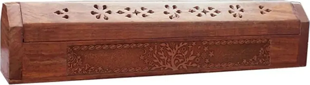 Boîte Brûleur d'Encens pour Méditation et Yoga Arbre de Vie en Bois - Duo