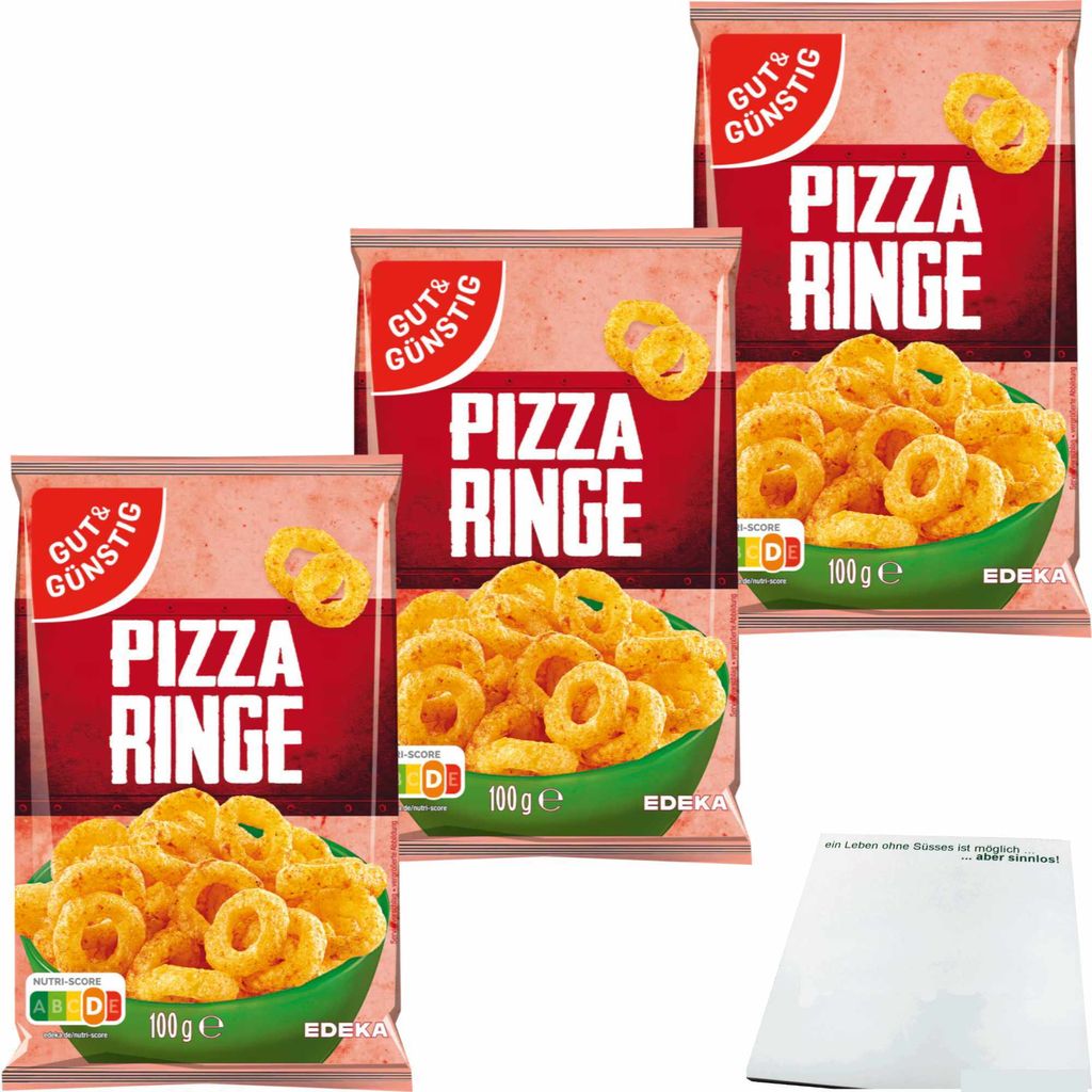 Gut & Günstig Pizzaringe 3er Pack (3x100g Packung) + usy Block