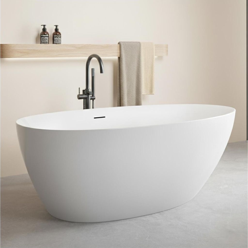 BAÏA 170 cm freistehende Badewanne aus weißem Acryl