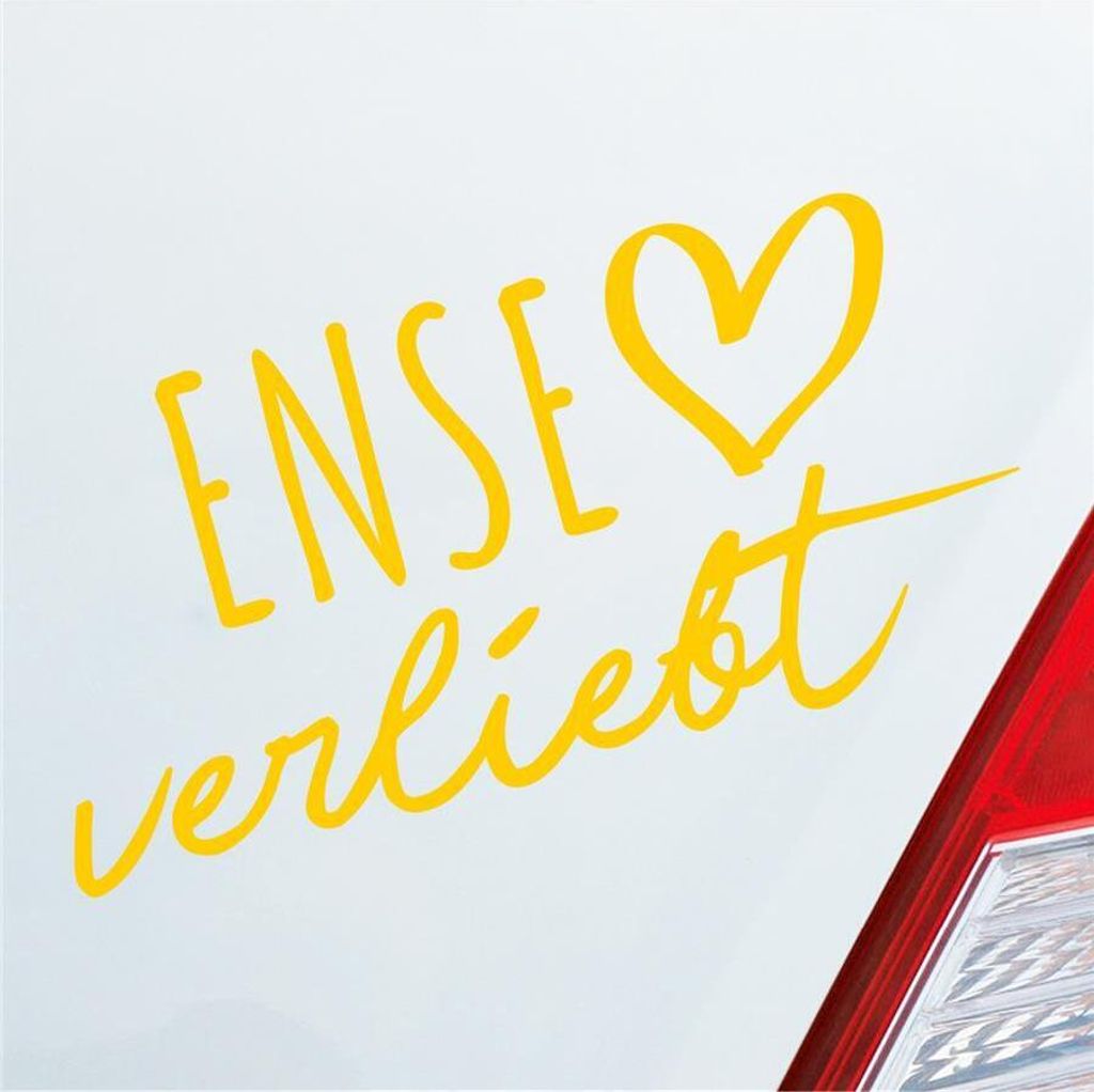 Auto Aufkleber Ense verliebt Herz Gemeinde Liebe Car 19x10 cm Gelb Sticker Heckscheibenaufkleber