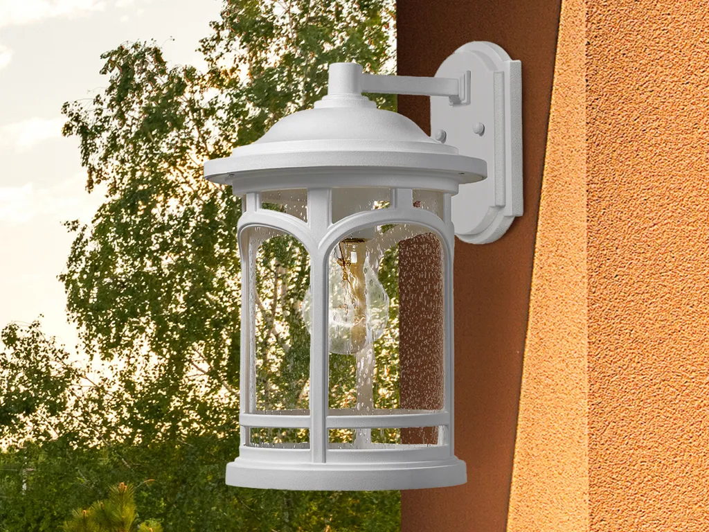 Applique d'extérieur robuste E27 60W blanche Marblehead étanche IP44
