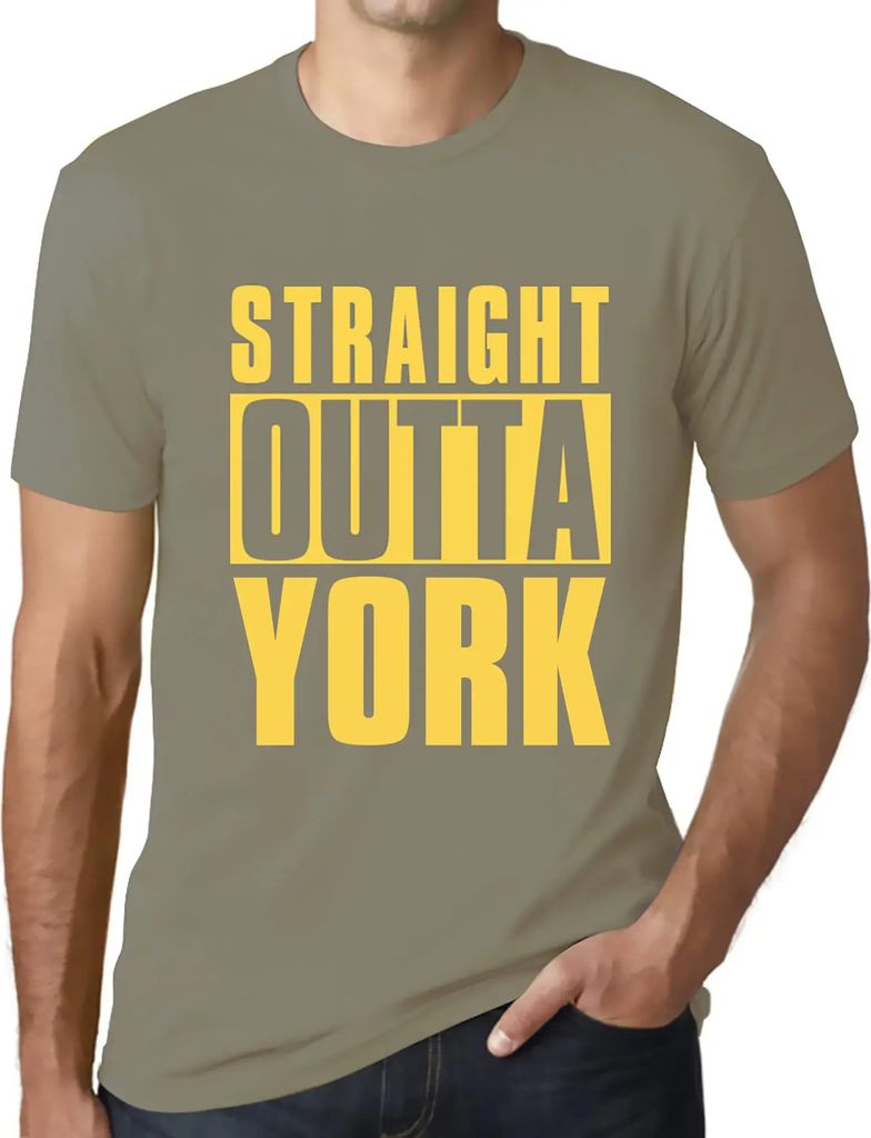 Herren Grafik T-Shirt Straight Outta York Öko-Verantwortlich Vintage Jahrgang Kurzarm Lustige Druck Geburtstag Geschenk Mann