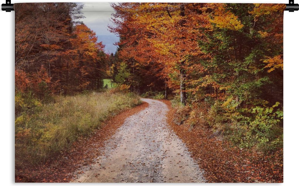 MuchoWow Wandteppich Wandbehang Herbst - Herbstblätter - Weg - Wald 120x80 cm Tapisserie Dekoration Wandtuch - Wanddekorationen - Wandtücher