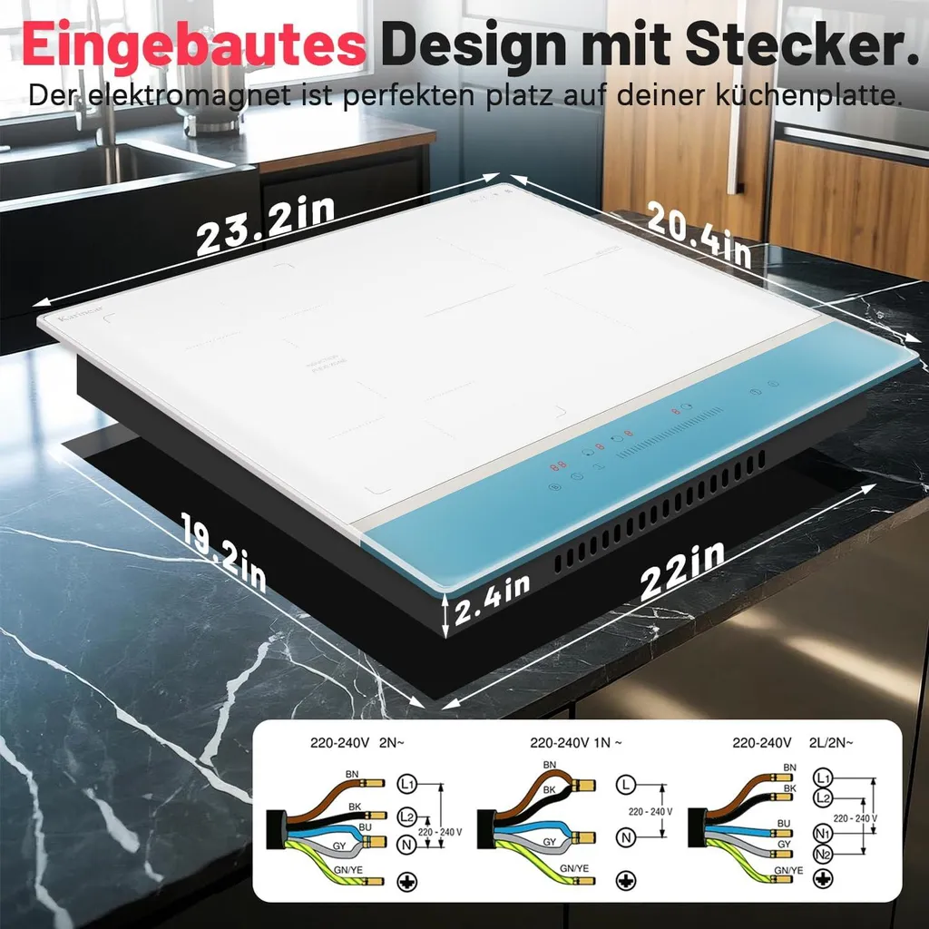 Plaque induction 6800W avec 3 zones de cuisson et commandes sensitives - 2