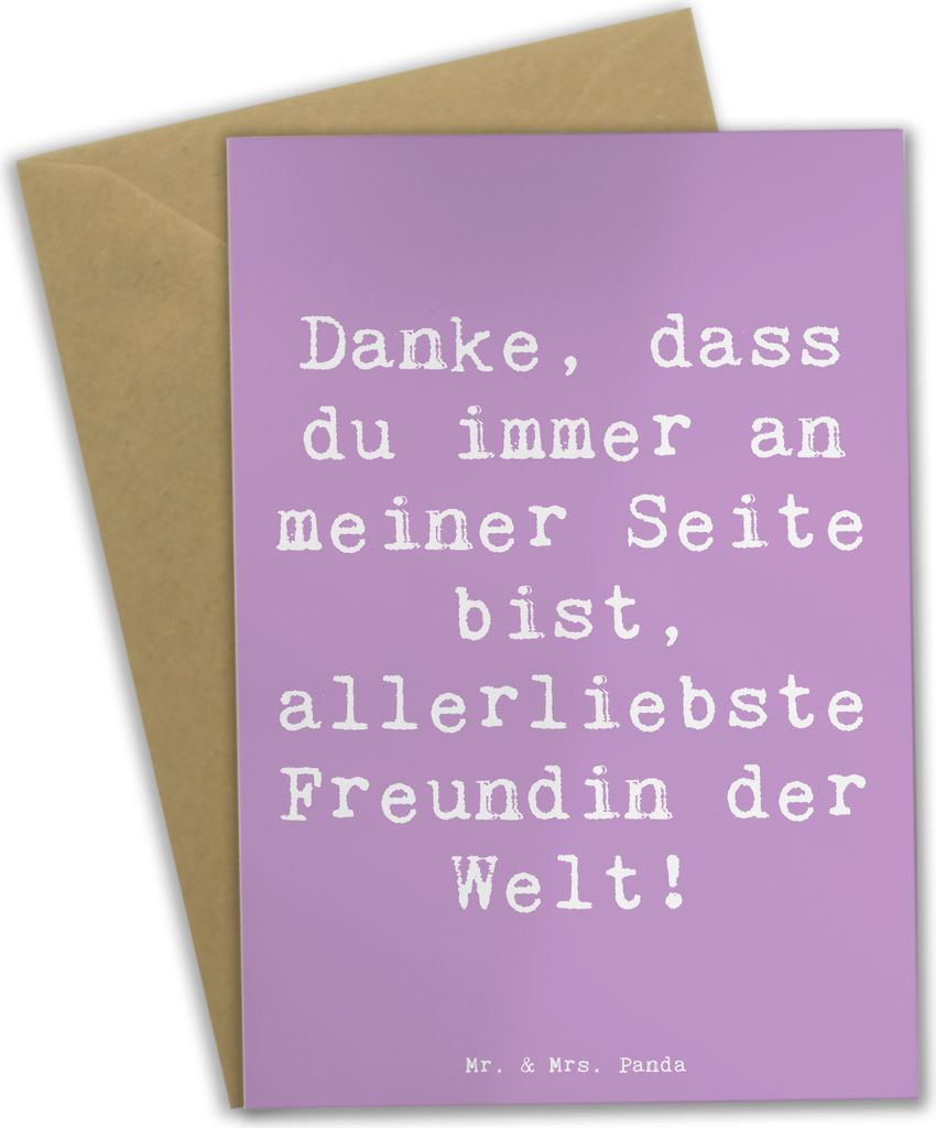 Mr. & Mrs. Panda Grußkarte Spruch Beste Freundin - Lavendeltraum - Geschenk, wichtiger Mensch, Geschenkidee, genesungskarte, Danke sagen, hochzeit...