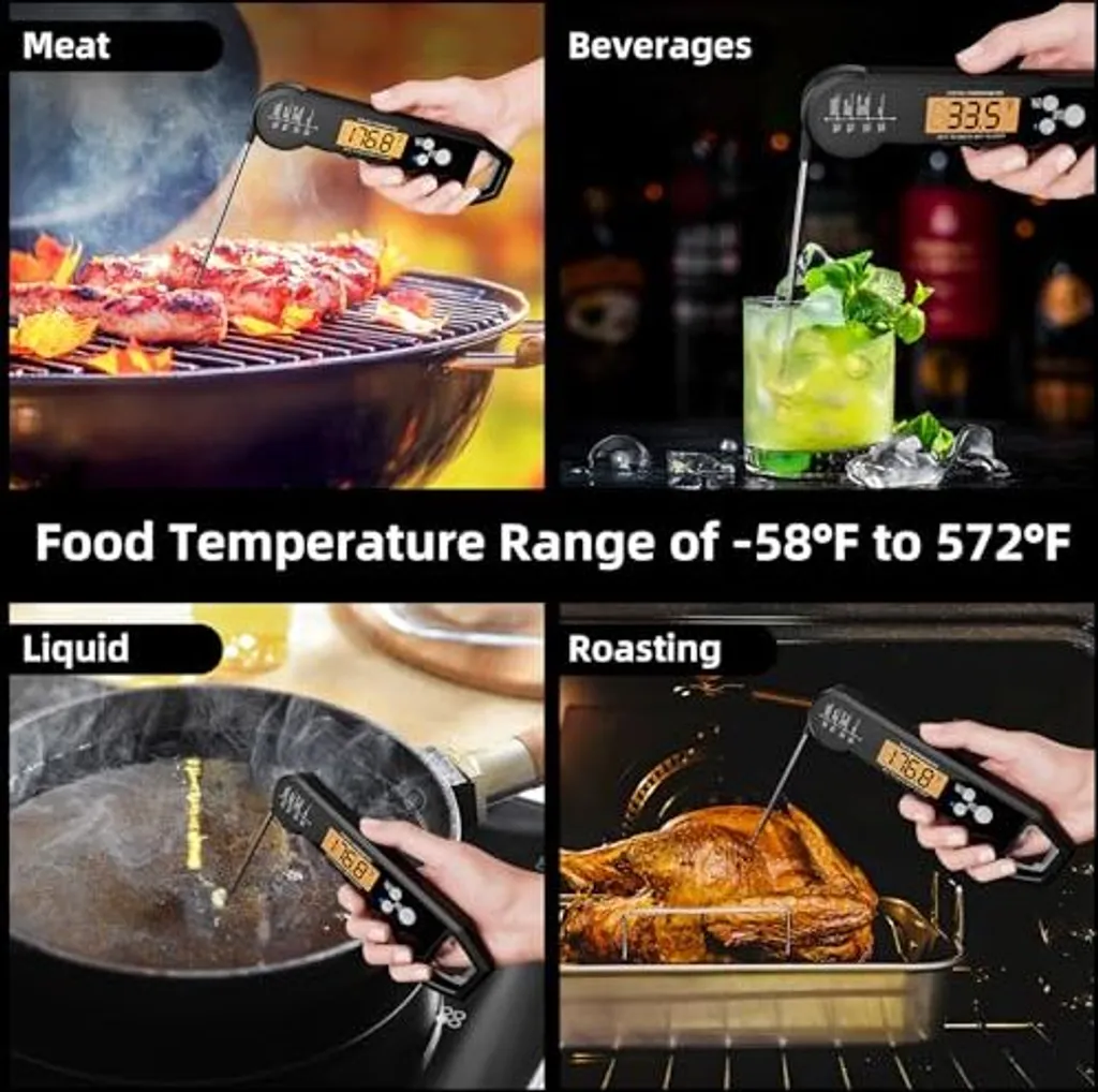 Termometro digitale per carne - Il miglior termometro a lettura istantanea impermeabile con funzioni di calibrazione e retroilluminazione Termometro per alimenti