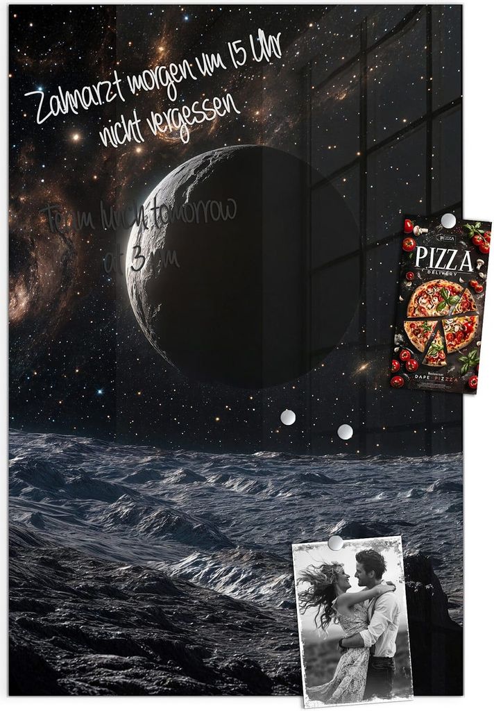 Magnettafel 60x90cm Pinnwand Whiteboard beschreibbar - Weltraumlandschaft
