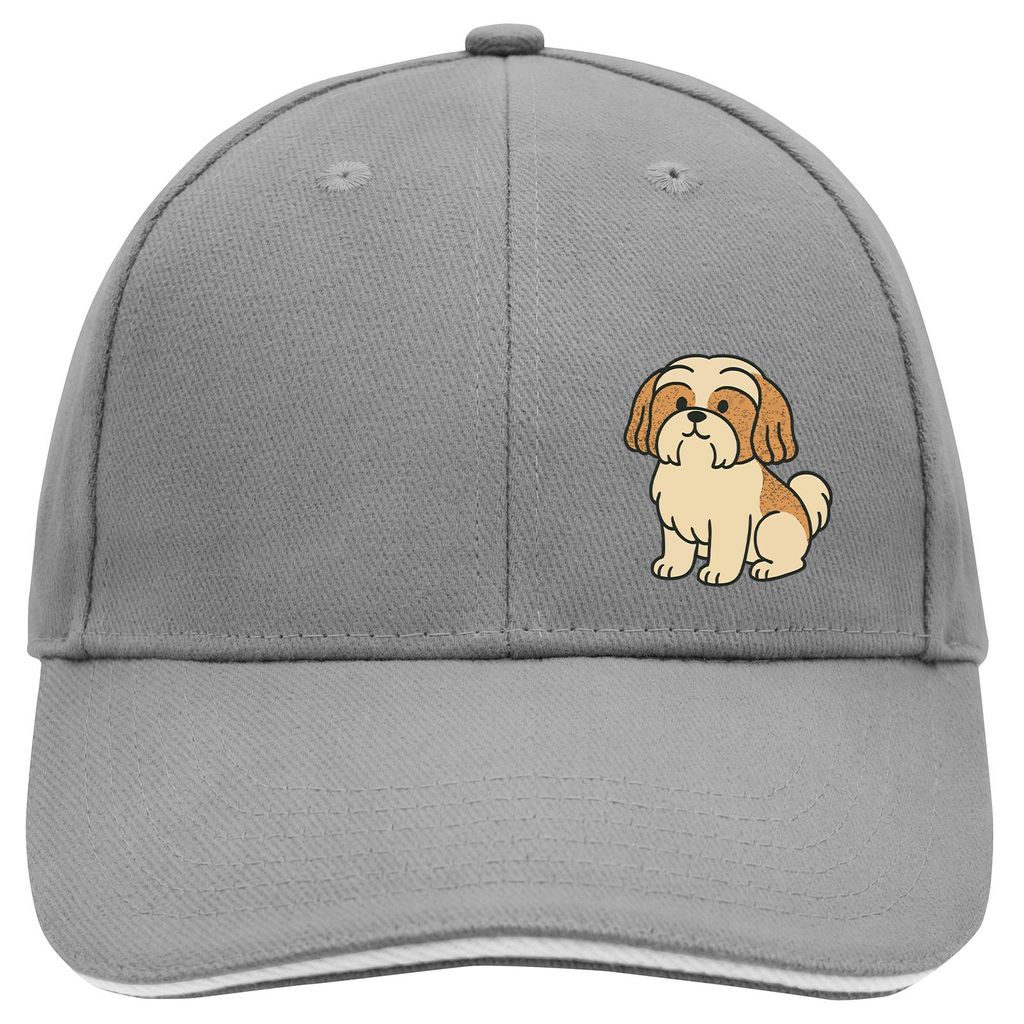 Huuraa Cappy Mütze Shih Tzu Comic Shishi Dark Grey/White Baumwolle 6-Panel Kappe Geschenkidee