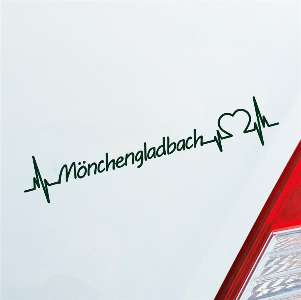Auto Aufkleber Mönchengladbach Herz Herzschlag 19x4 cm Dunkelgrün Sticker Heckscheibenaufkleber