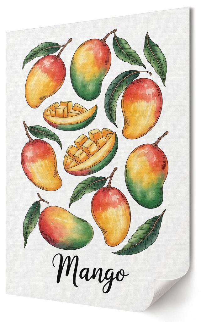Exotische Mango- Kunstdruck A1 (59x84 cm) - Retro, Minimalismus, Popkultur- Wandbild für Wohnzimmer Schlafzimmer & Flur, Modernes Poster Wanddeko,...