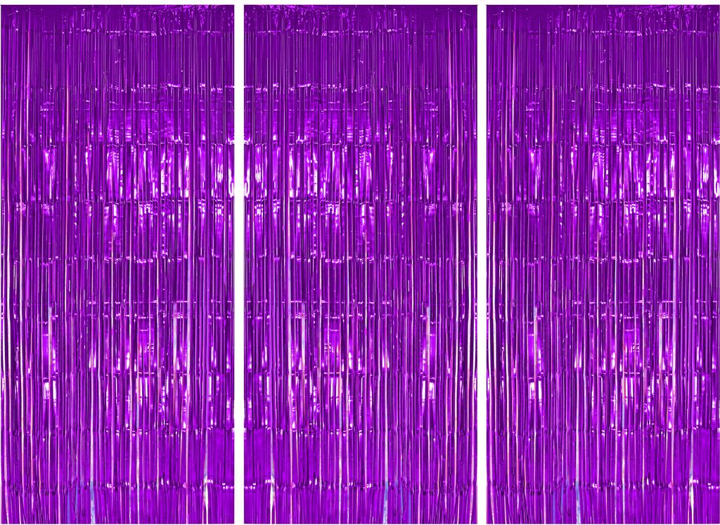 3x Lametta Vorhang - lila - 91x244 cm Produktbild 