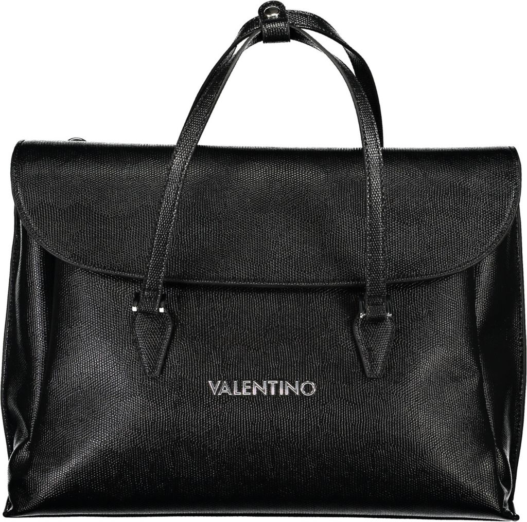A black Valentino handbag is shown against a white background.