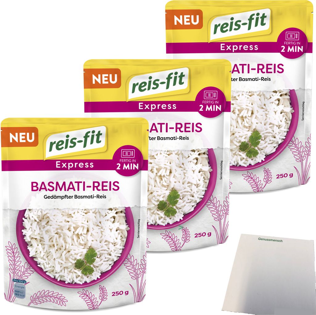 Reis-Fit Express Basmati Reis 3er Pack (3x250g Packung) + Produktbild 