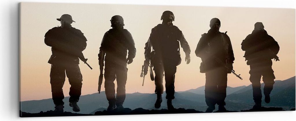 Bild auf Leinwand - Leinwandbild - Armee Militaria - 140x50cm - Wand Bild - Wanddeko - Wandbilder - Leinwanddruck - Bilder - Kunstdruck - Wanddekor...