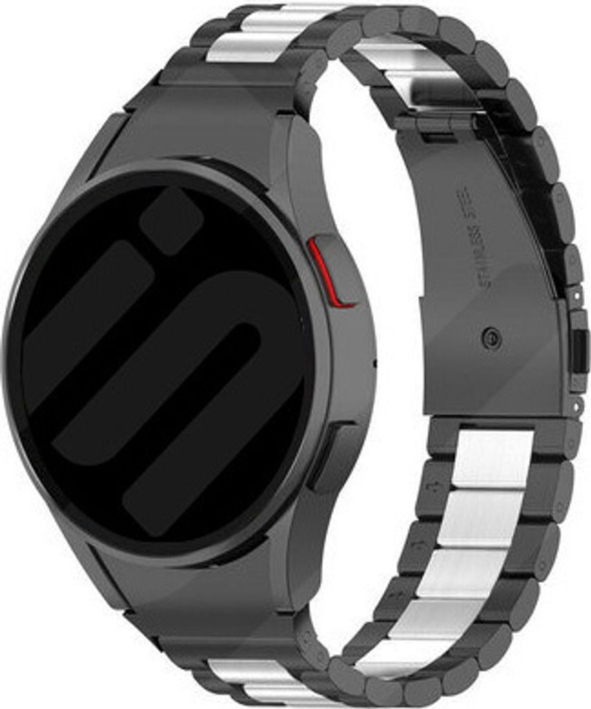 Strap-it Samsung Galaxy Watch 6 Classic 47mm Stahl Armband (Schwarz/Silber)